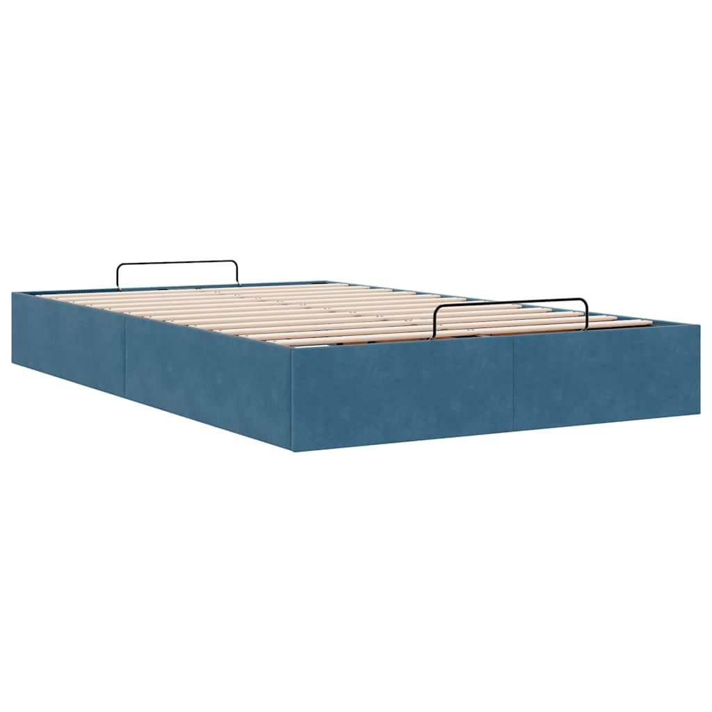 Cadre de lit ottoman sans matelas bleu foncé 120x190 cm velours