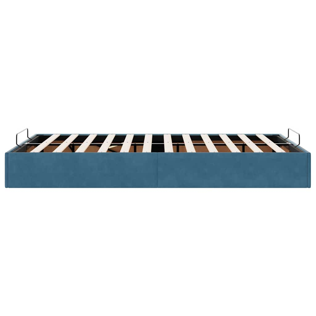 Cadre de lit ottoman sans matelas bleu foncé 120x190 cm velours