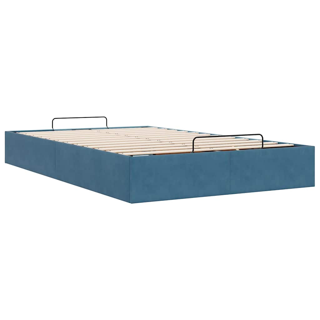 Cadre de lit ottoman sans matelas bleu foncé 120x190 cm velours