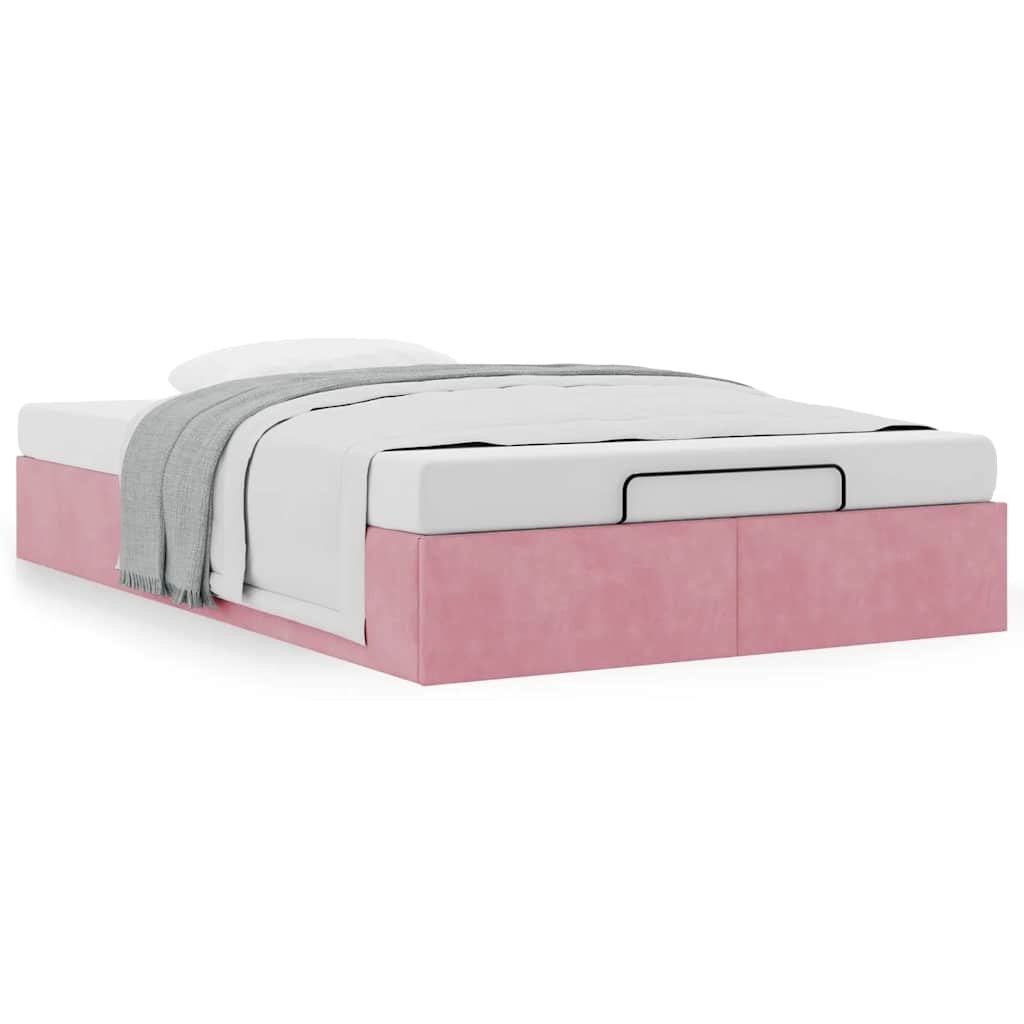 Cadre de lit ottoman sans matelas rose 120x190 cm velours