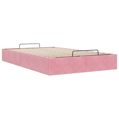 Cadre de lit ottoman sans matelas rose 120x190 cm velours