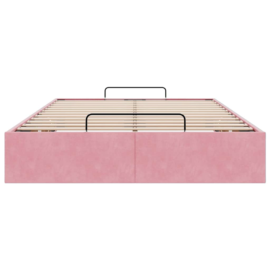 Cadre de lit ottoman sans matelas rose 120x190 cm velours