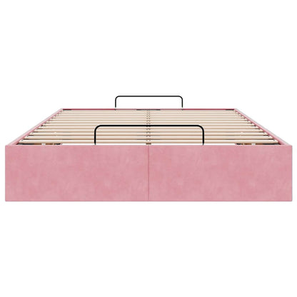 Cadre de lit ottoman sans matelas rose 120x190 cm velours