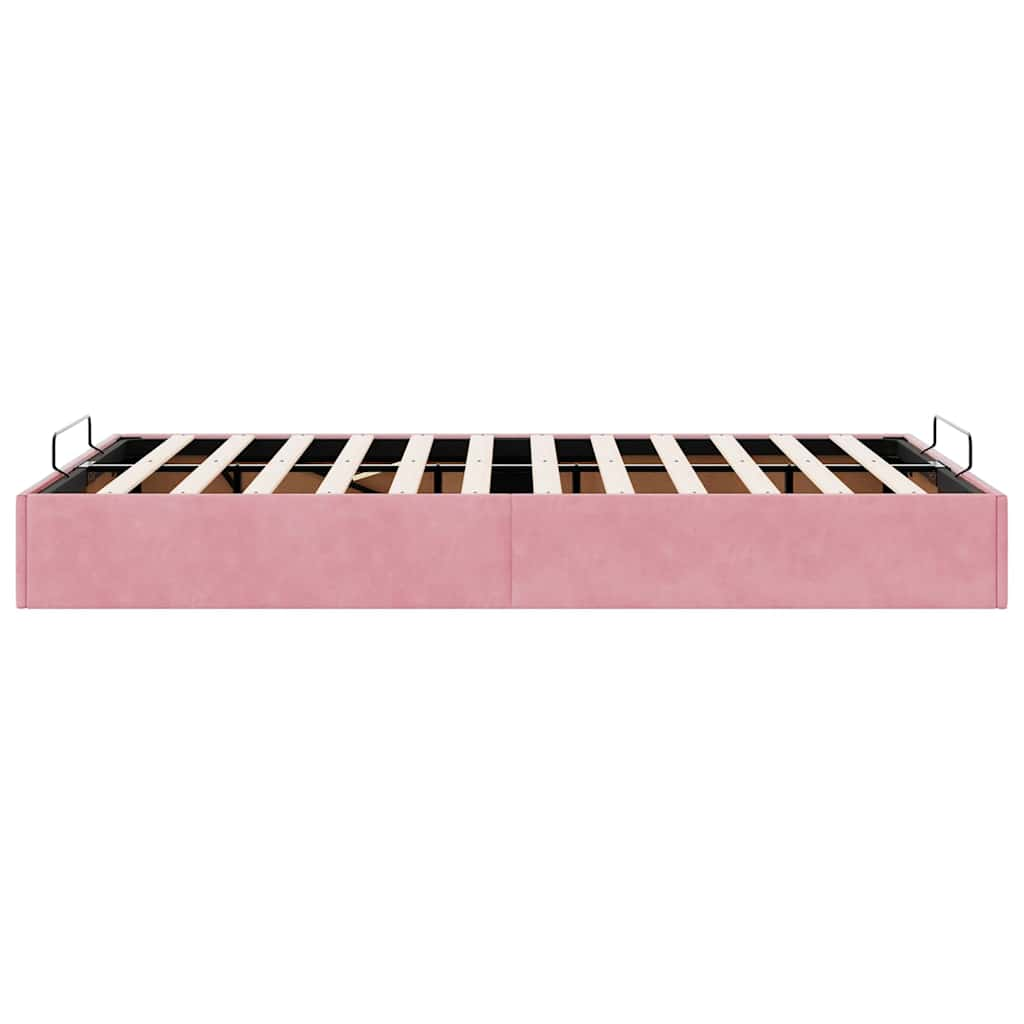 Cadre de lit ottoman sans matelas rose 120x190 cm velours