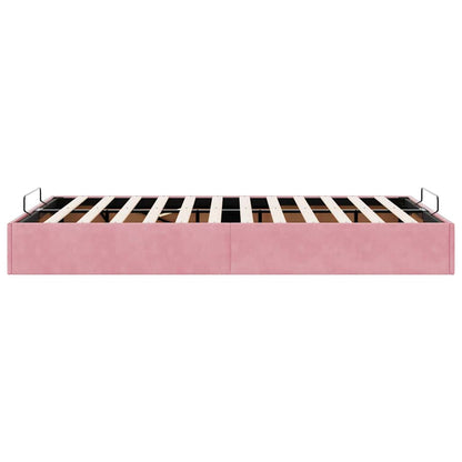 Cadre de lit ottoman sans matelas rose 120x190 cm velours