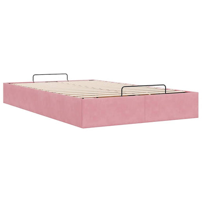 Cadre de lit ottoman sans matelas rose 120x190 cm velours