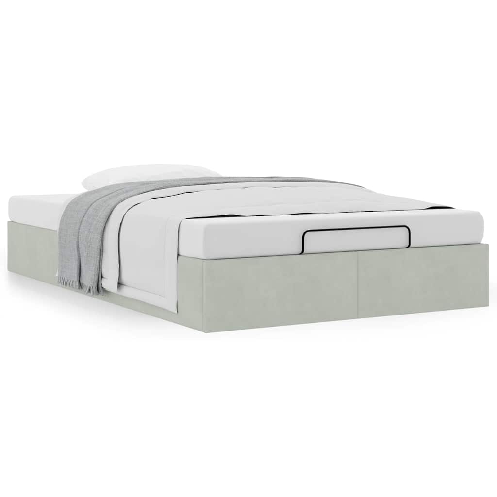 Cadre de lit ottoman sans matelas gris clair 120x200 cm velours