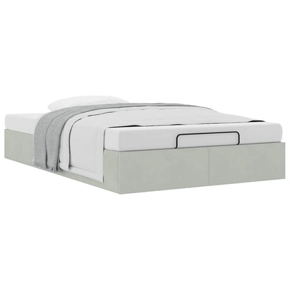 Cadre de lit ottoman sans matelas gris clair 120x200 cm velours