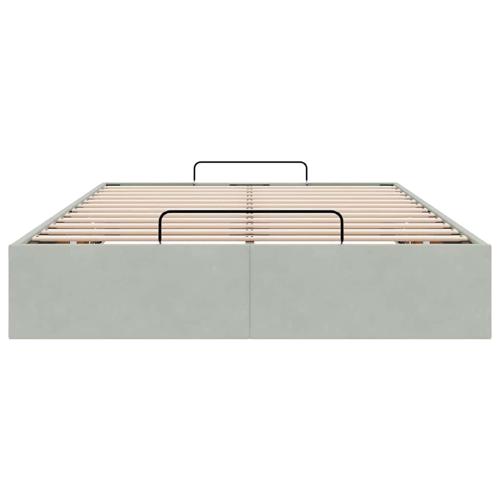 Cadre de lit ottoman sans matelas gris clair 120x200 cm velours