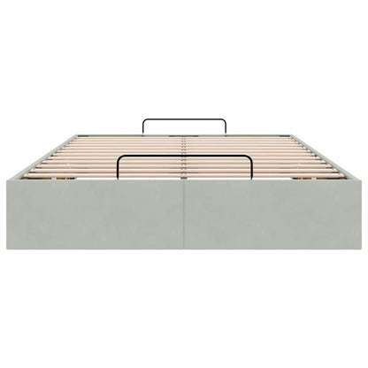 Cadre de lit ottoman sans matelas gris clair 120x200 cm velours