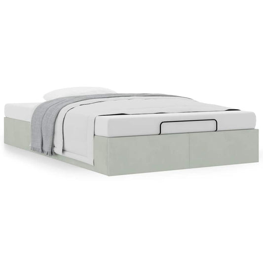 Cadre de lit ottoman sans matelas gris clair 120x200 cm velours