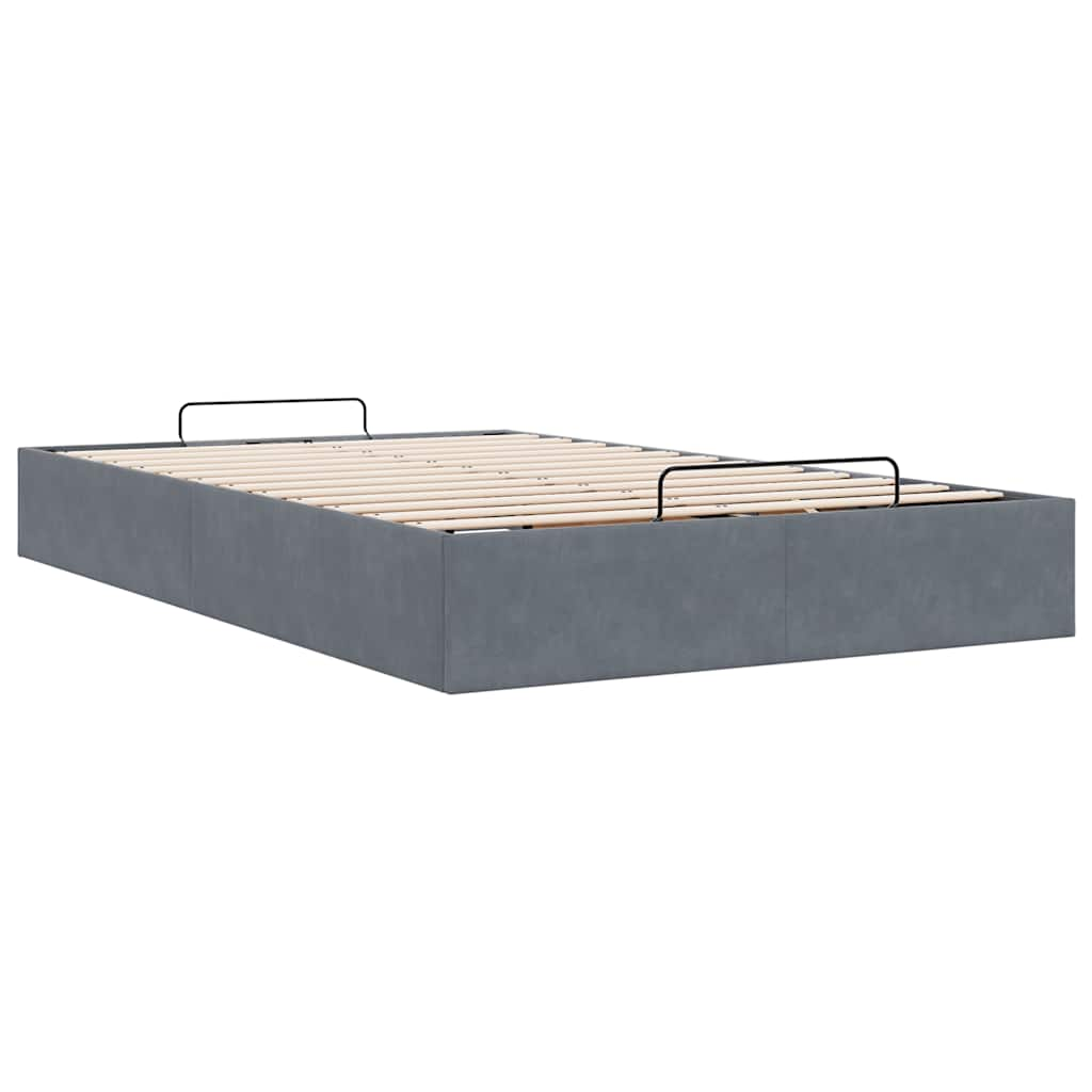 Cadre de lit ottoman sans matelas gris foncé 120x200 cm velours