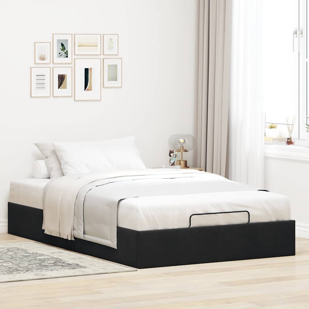 Cadre de lit ottoman sans matelas noir 120x200 cm velours