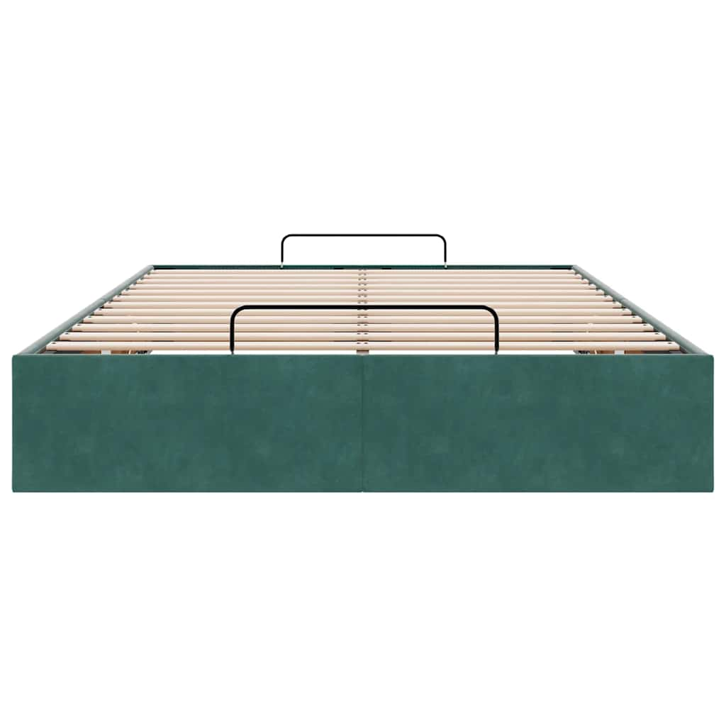 Cadre de lit ottoman sans matelas vert foncé 120x200 cm velours