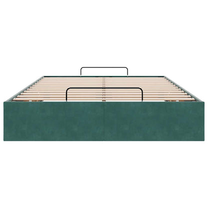 Cadre de lit ottoman sans matelas vert foncé 120x200 cm velours