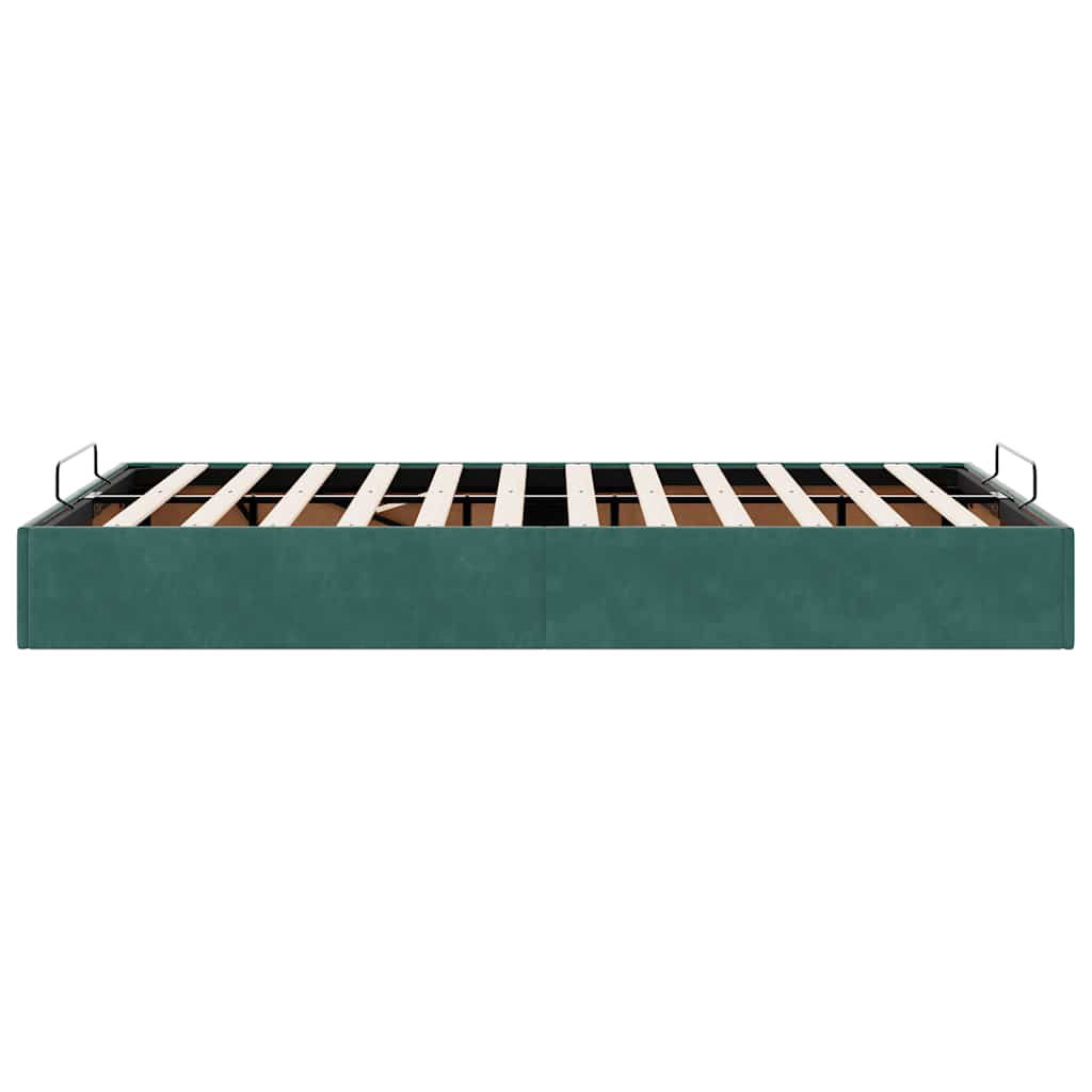 Cadre de lit ottoman sans matelas vert foncé 120x200 cm velours