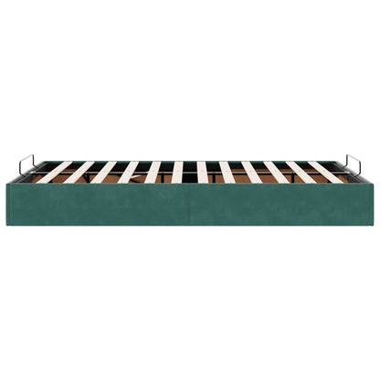 Cadre de lit ottoman sans matelas vert foncé 120x200 cm velours