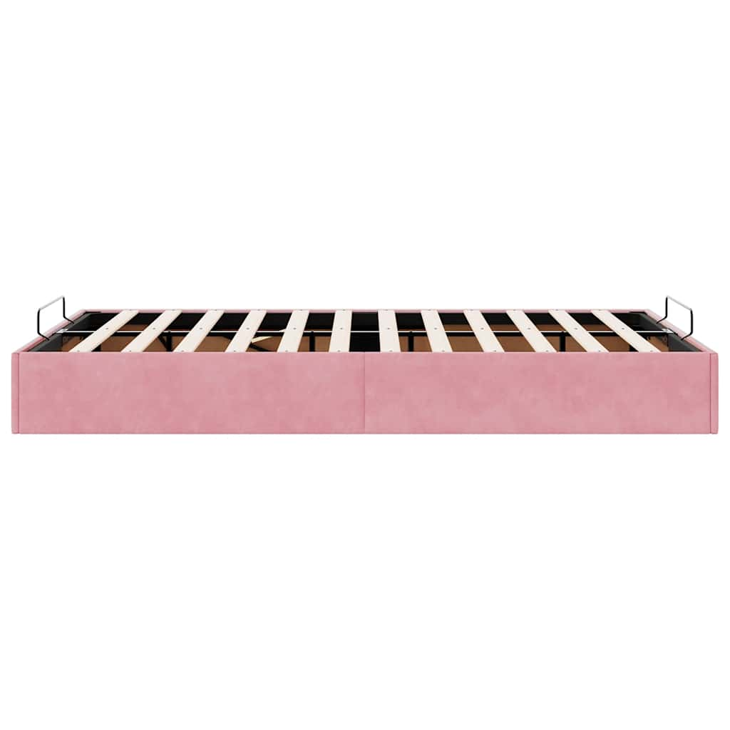 Cadre de lit ottoman sans matelas rose 120x200 cm velours