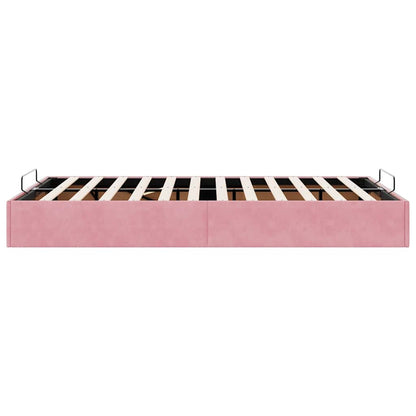 Cadre de lit ottoman sans matelas rose 120x200 cm velours