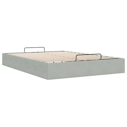 Cadre de lit ottoman sans matelas gris clair 140x190 cm velours