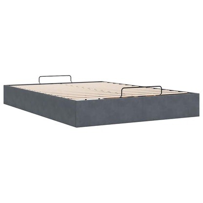 Cadre de lit ottoman sans matelas gris foncé 140x190 cm velours