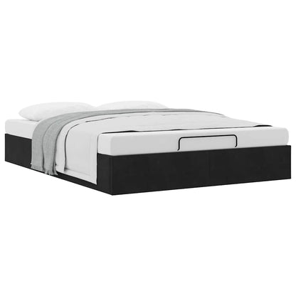 Cadre de lit ottoman sans matelas noir 140x190 cm velours