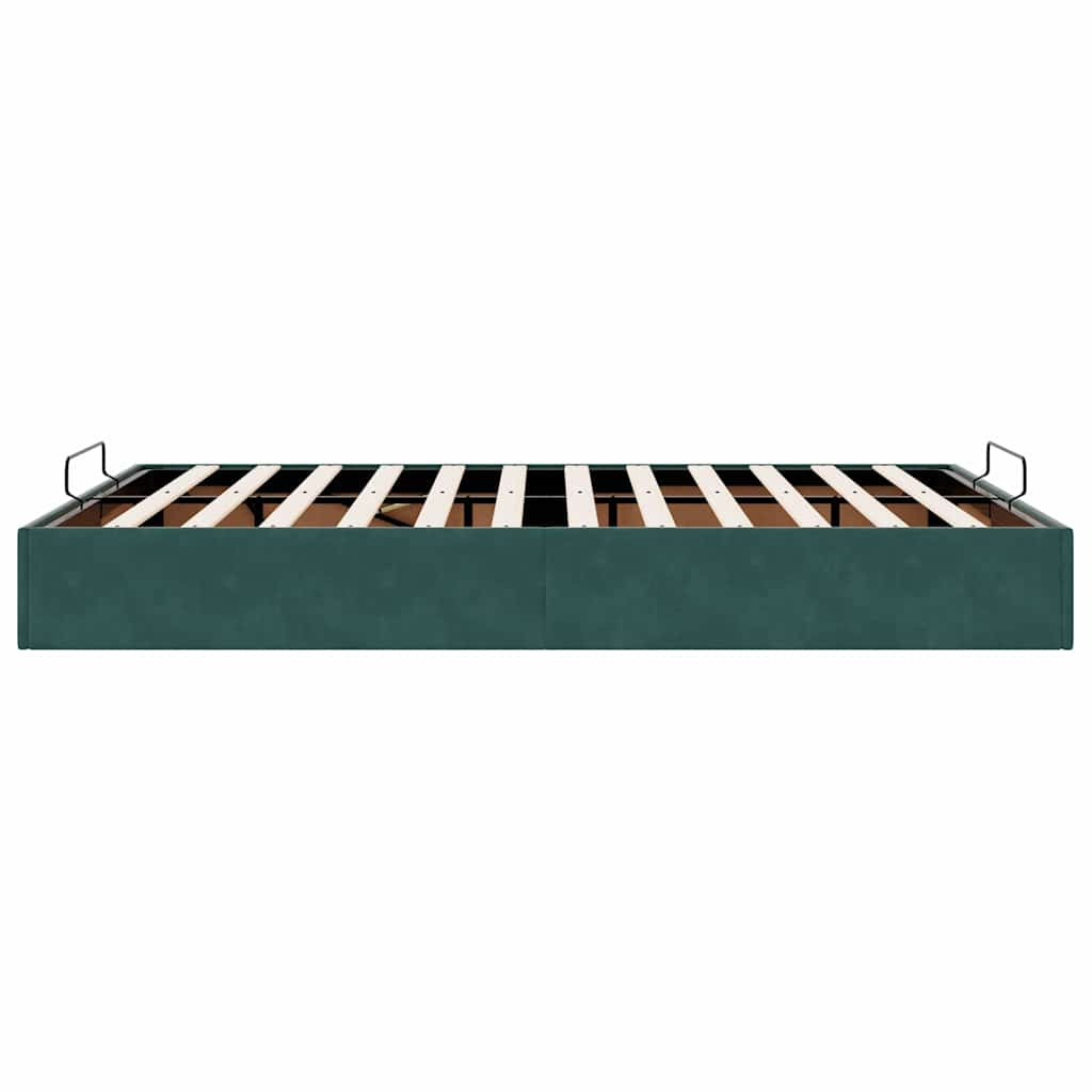 Cadre de lit ottoman sans matelas vert foncé 140x190 cm velours