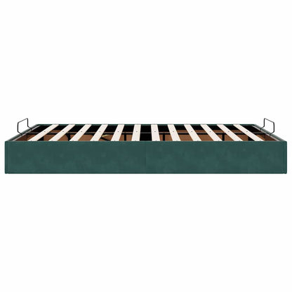 Cadre de lit ottoman sans matelas vert foncé 140x190 cm velours