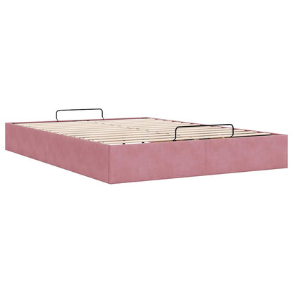 Cadre de lit ottoman sans matelas rose 140x190 cm velours