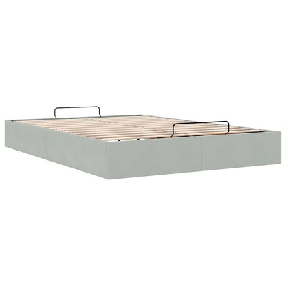 Cadre de lit ottoman sans matelas gris clair 140x200 cm velours