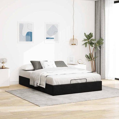 Cadre de lit ottoman sans matelas noir 140x200 cm velours