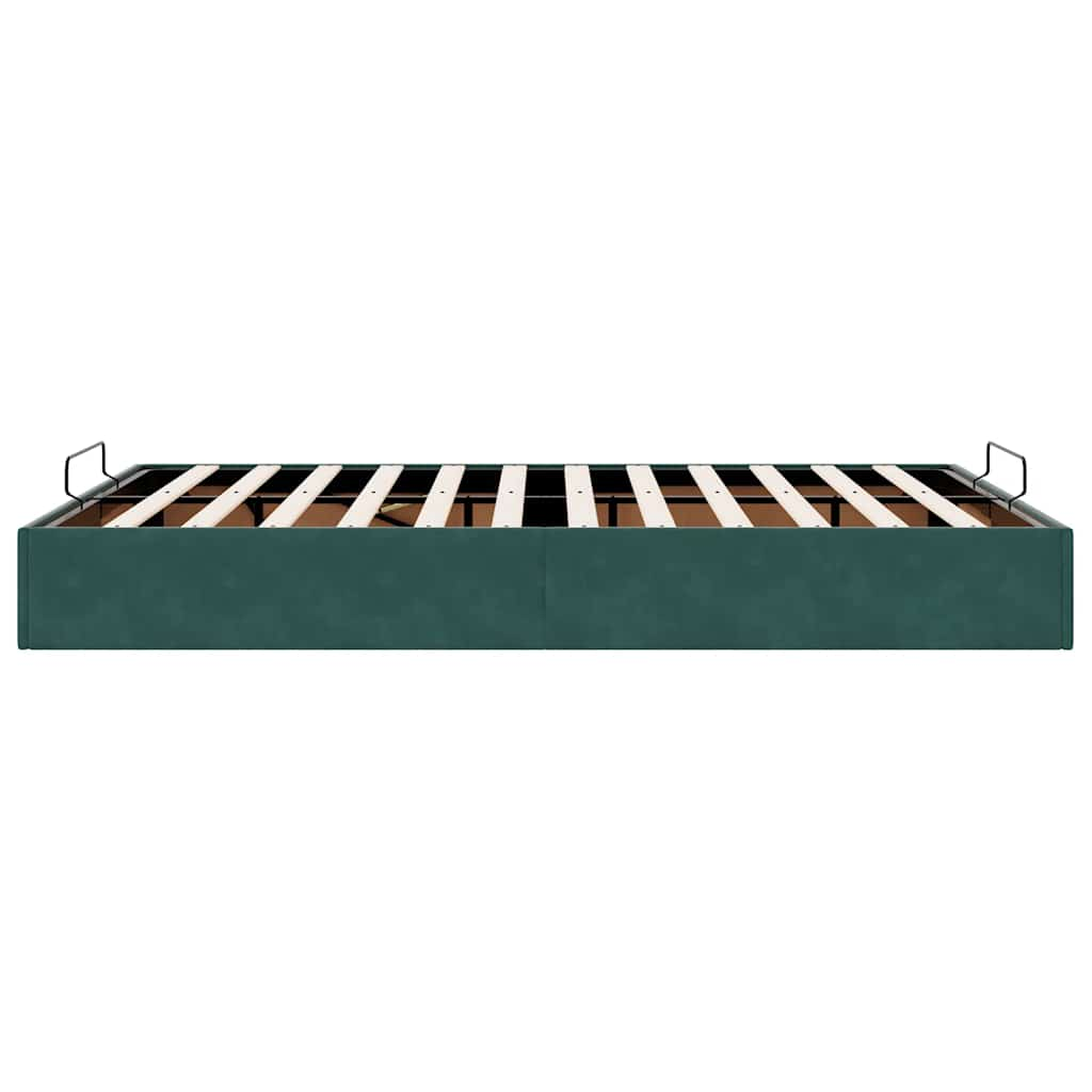 Cadre de lit ottoman sans matelas vert foncé 140x200 cm velours