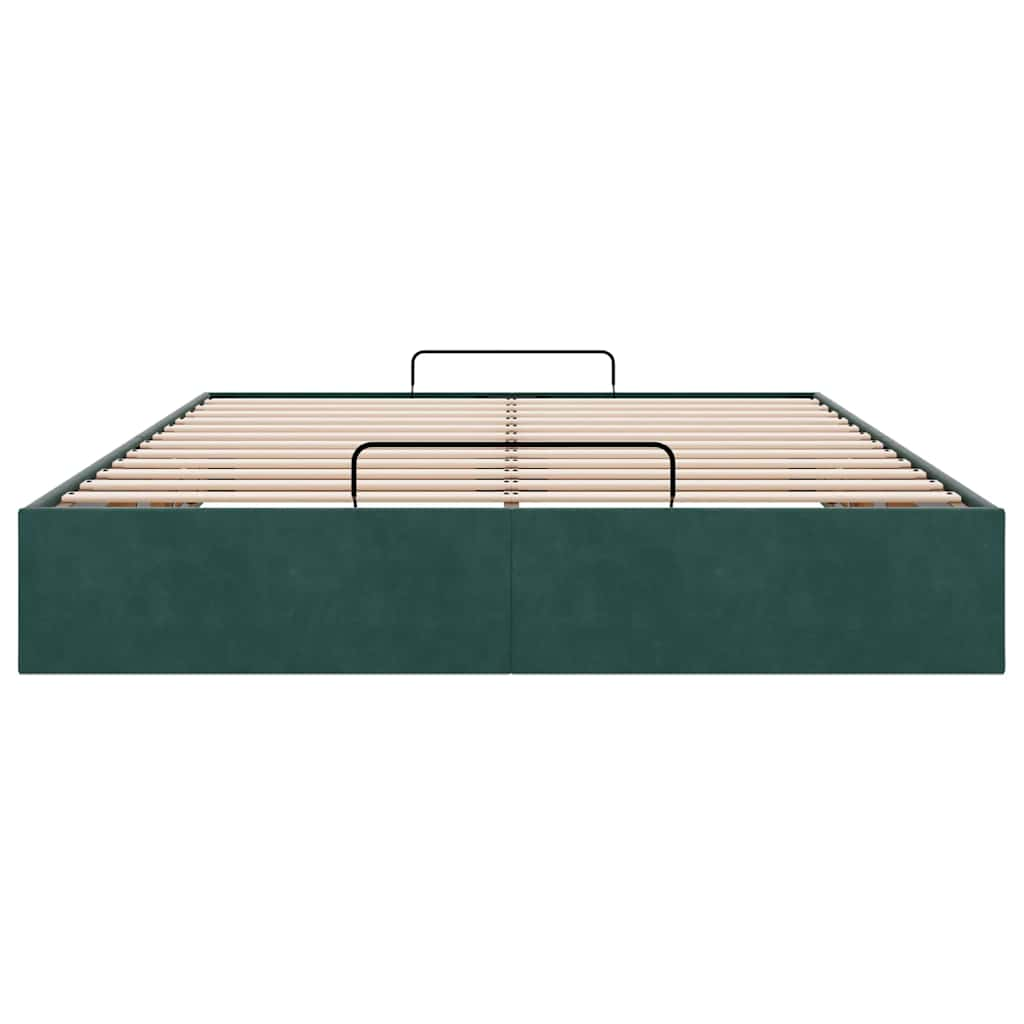 Cadre de lit ottoman sans matelas vert foncé 140x200 cm velours