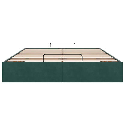 Cadre de lit ottoman sans matelas vert foncé 140x200 cm velours