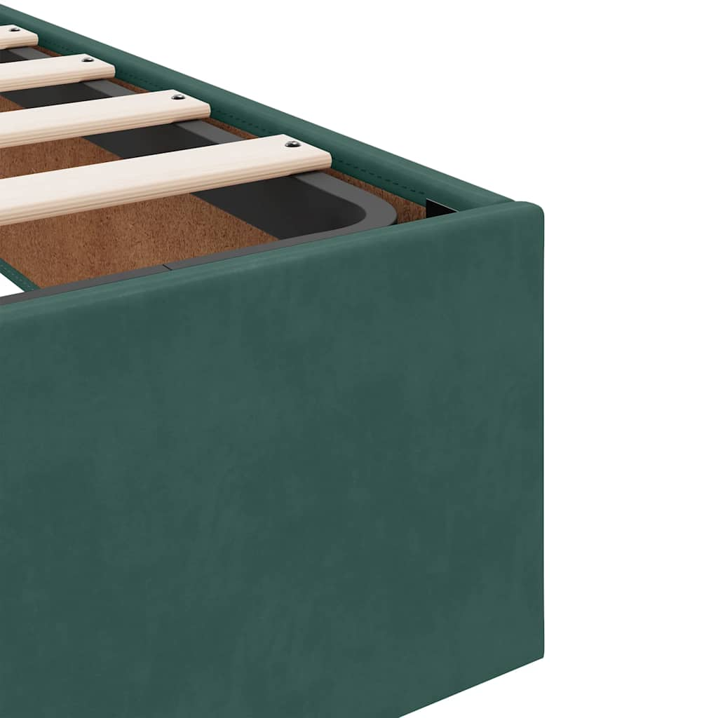 Cadre de lit ottoman sans matelas vert foncé 140x200 cm velours