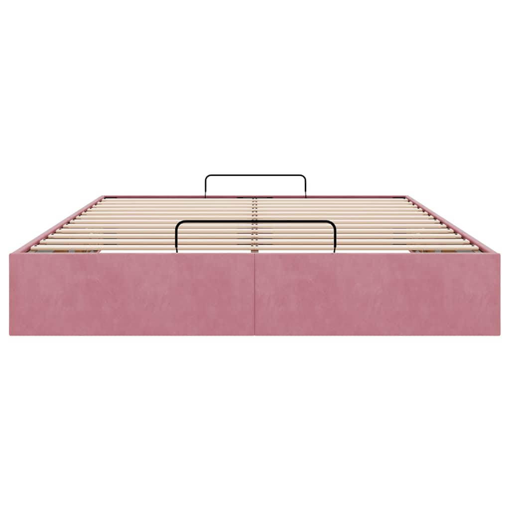 Cadre de lit ottoman sans matelas rose 140x200 cm velours