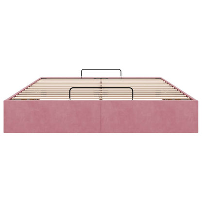 Cadre de lit ottoman sans matelas rose 140x200 cm velours