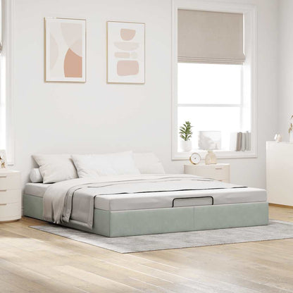 Cadre de lit ottoman sans matelas gris clair 160x200 cm velours