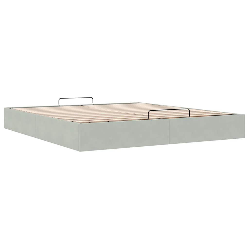 Cadre de lit ottoman sans matelas gris clair 160x200 cm velours