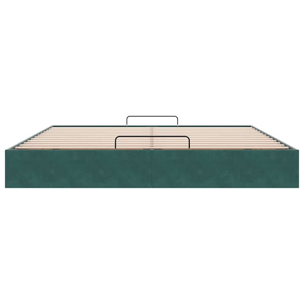 Cadre de lit ottoman sans matelas vert foncé 160x200 cm velours