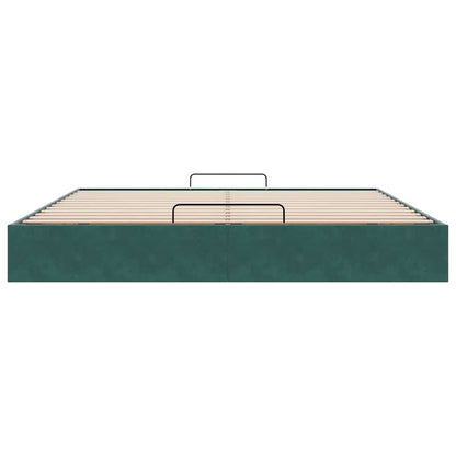 Cadre de lit ottoman sans matelas vert foncé 160x200 cm velours