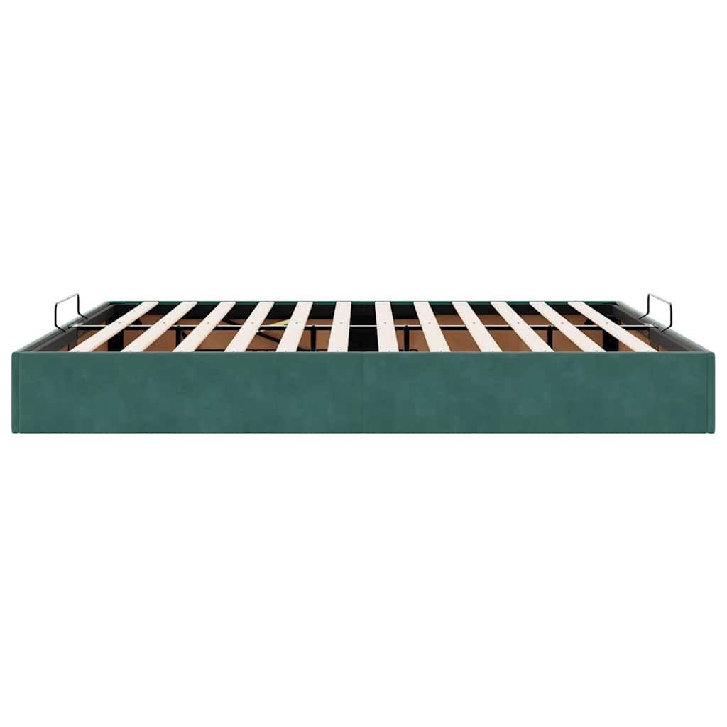 Cadre de lit ottoman sans matelas vert foncé 160x200 cm velours