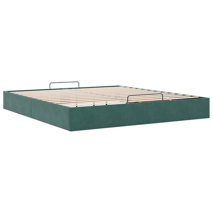 Cadre de lit ottoman sans matelas vert foncé 160x200 cm velours