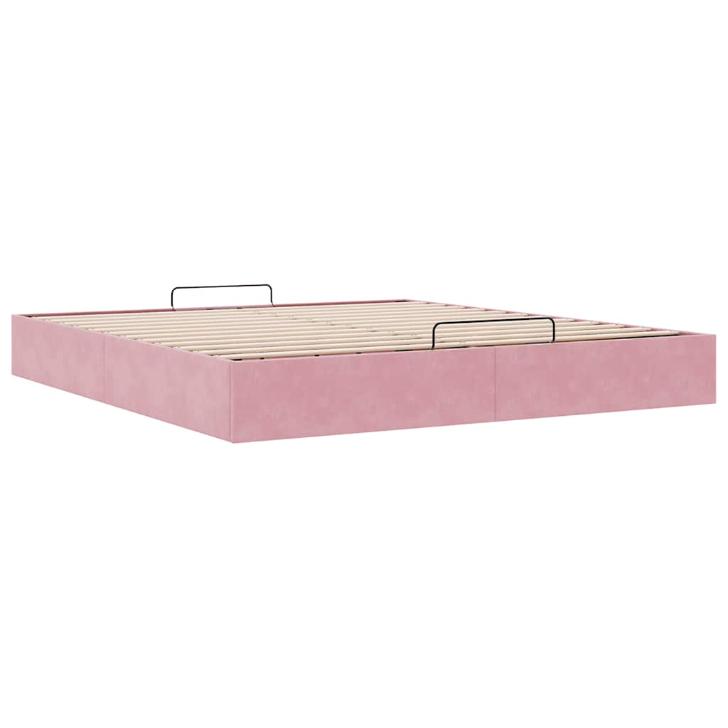 Cadre de lit ottoman sans matelas rose 160x200 cm velours