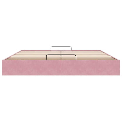 Cadre de lit ottoman sans matelas rose 160x200 cm velours