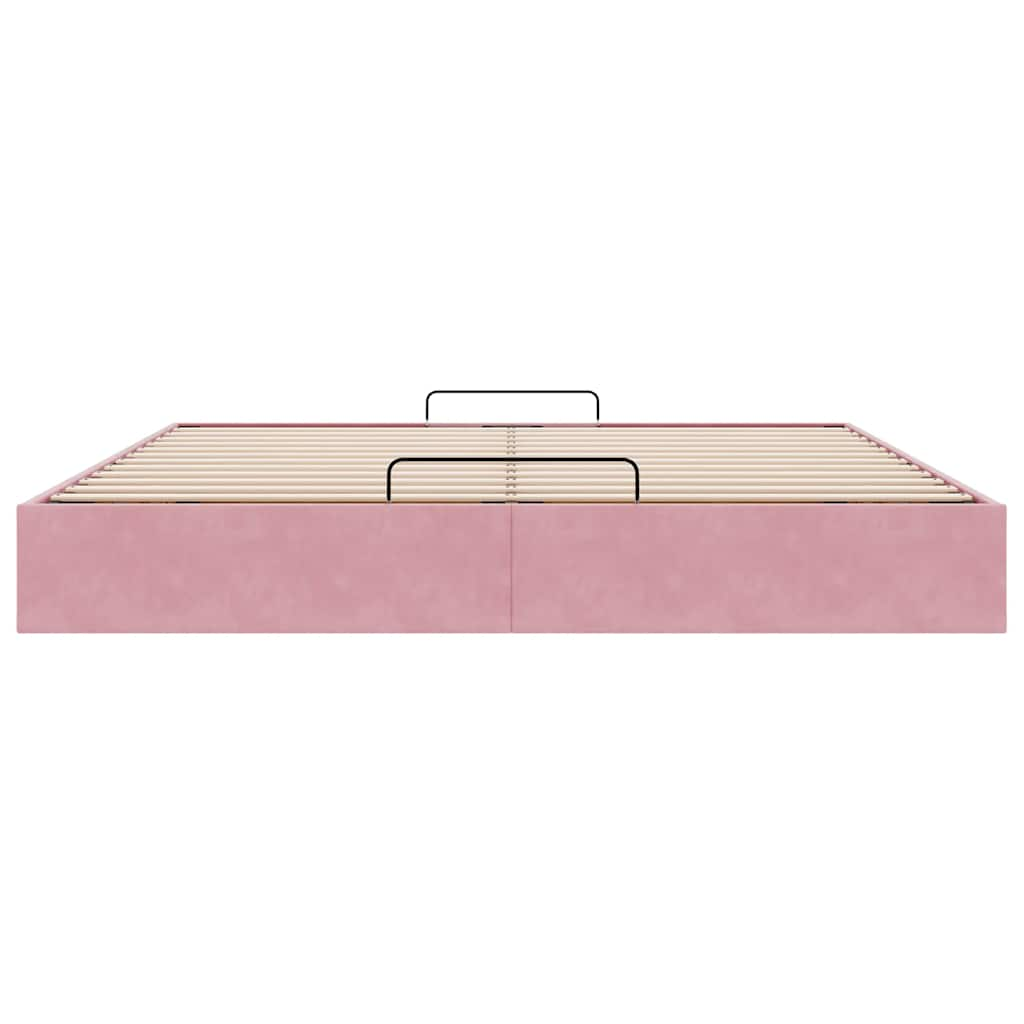 Cadre de lit ottoman sans matelas rose 160x200 cm velours