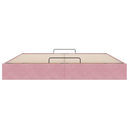 Cadre de lit ottoman sans matelas rose 160x200 cm velours