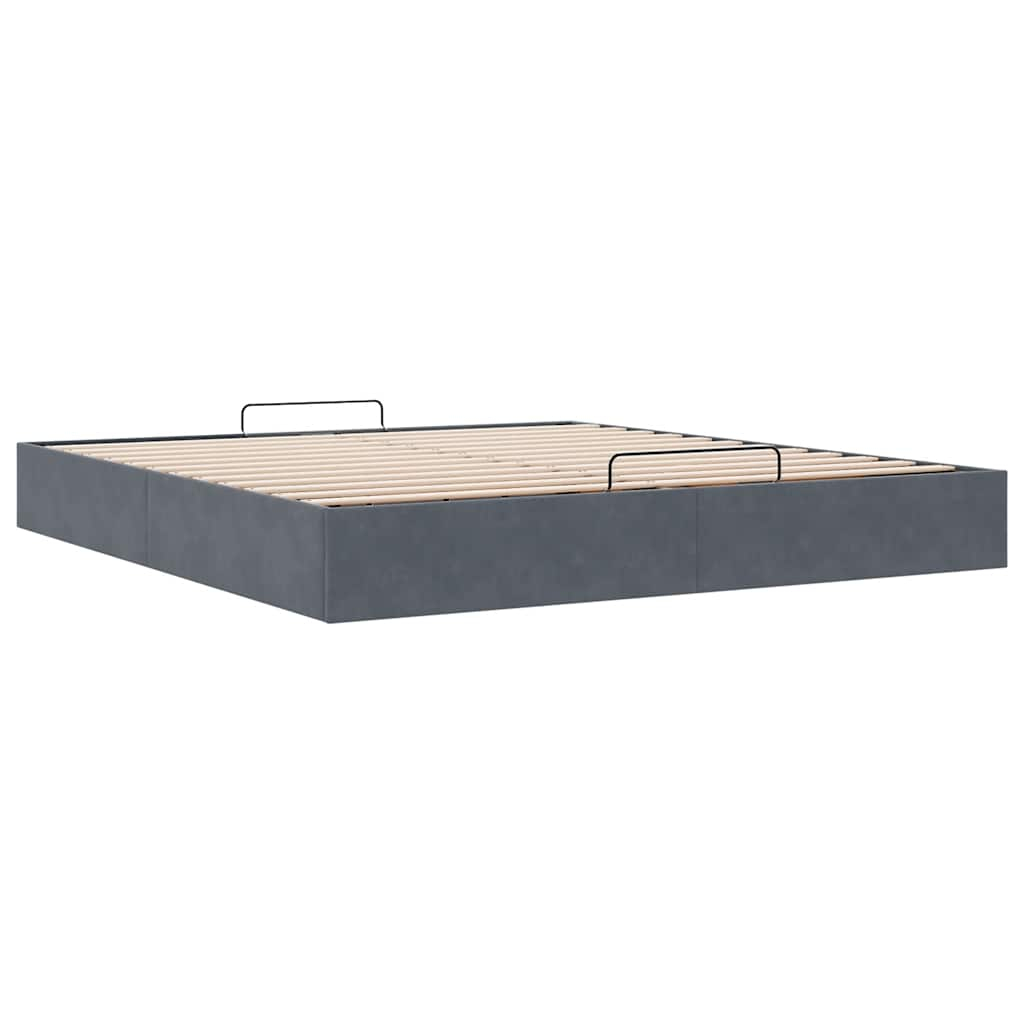 Cadre de lit ottoman avec matelas gris foncé 180x200 cm velours