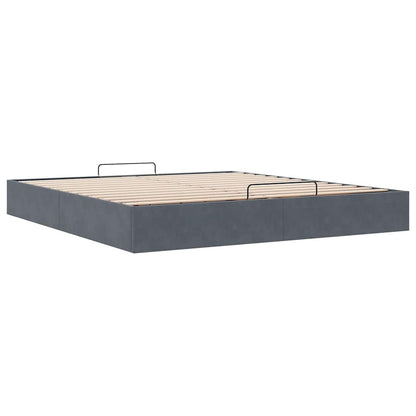 Cadre de lit ottoman avec matelas gris foncé 180x200 cm velours