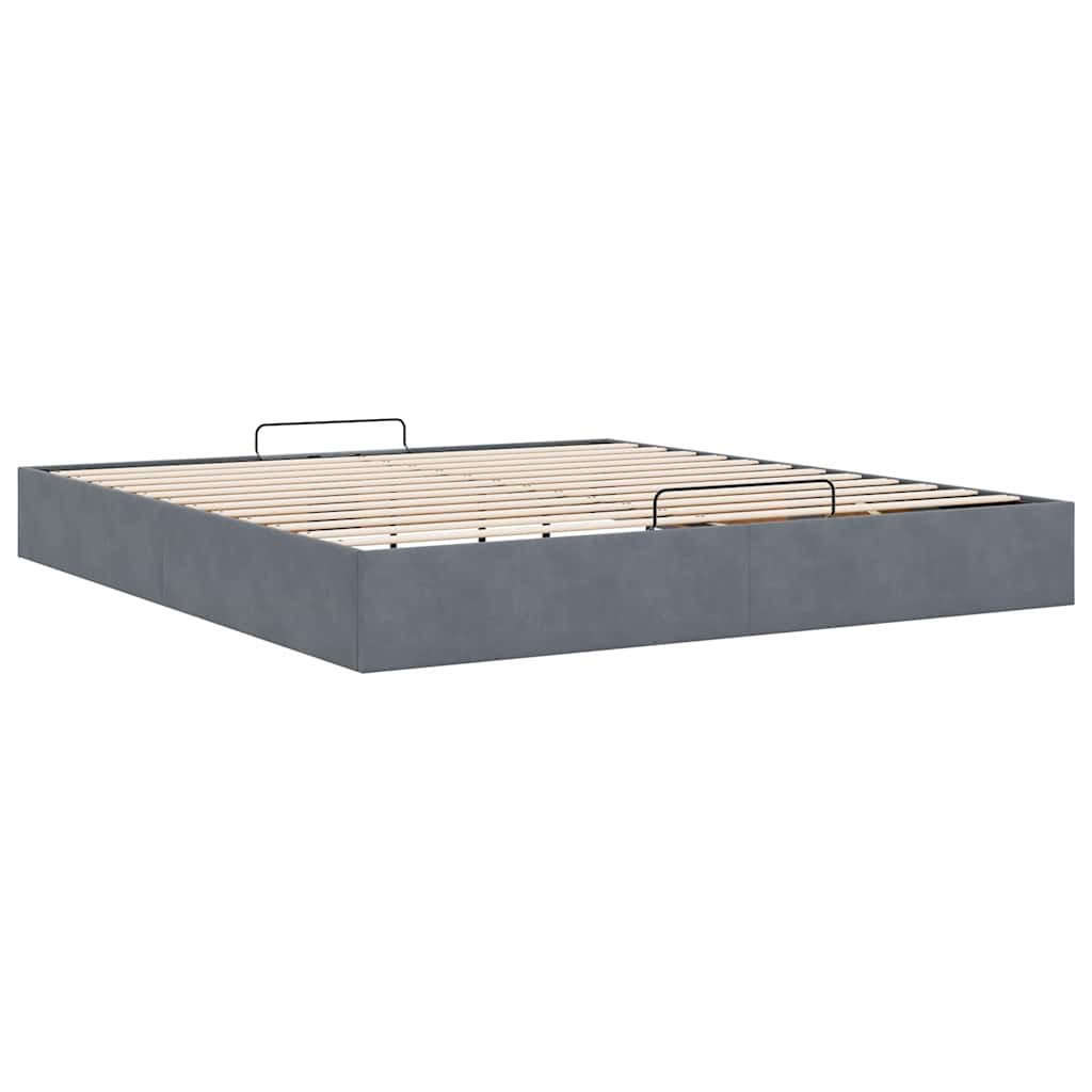 Cadre de lit ottoman avec matelas gris foncé 180x200 cm velours